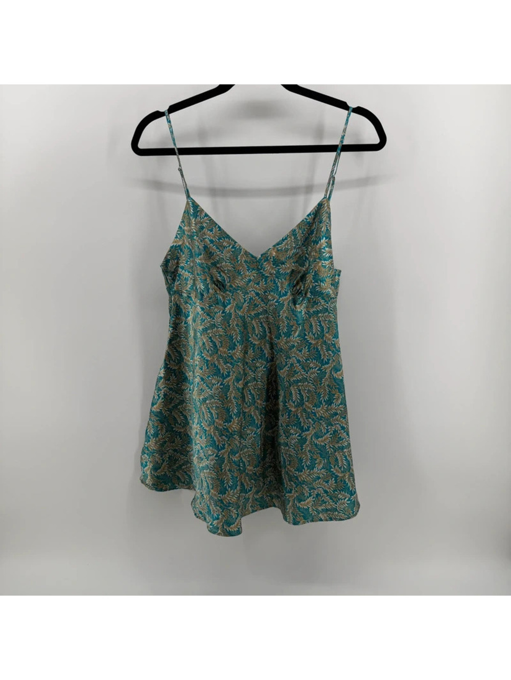 Victoria’s Secret Vintage Teal Gold Floral Satin Lingerie Cami Top Size M